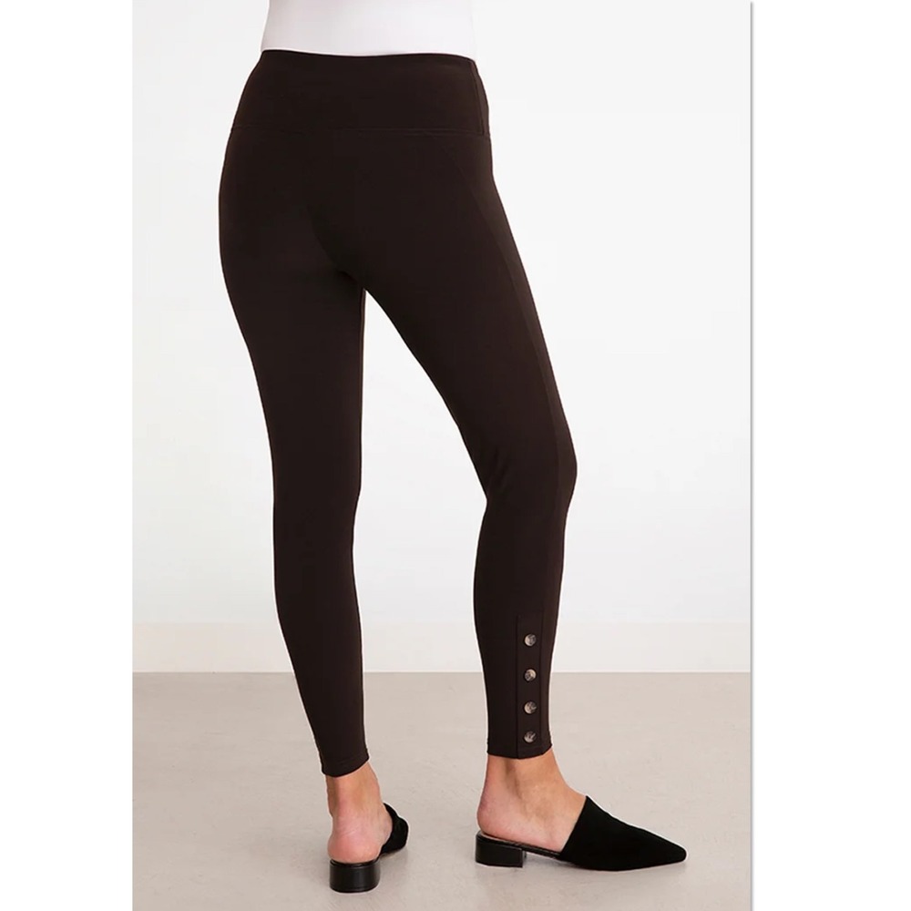 Sympli Quest Legging Coffee Brown 10 NEW High Rise Button Ankle Pant Lagenlook